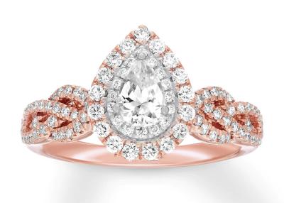 中国 7ct 8ct 18KローズGold Ring、Engagement And Wedding Ring Set 7.0mm Pear Cut 販売のため
