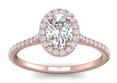 Китай Овальное сформированное 18K подняло кольцо золота, обручальное кольцо диаманта 0.50Ct 6.37x4.46x2.79mm продается