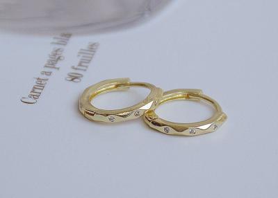China OEM small gold hoop earrings , Geometric Huggie Earrings 10mm Diameter for sale