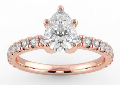 China ODM do certificado de Wedding18K Rose Gold Ring Pear Cut 0.80ct DGC à venda