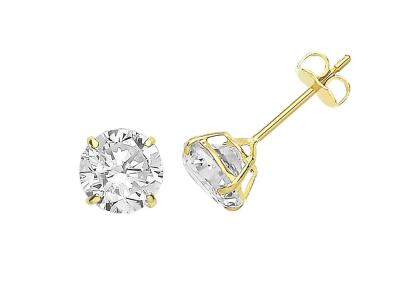 China 9ct 9K Gold Solitaire Earrings , Solitaire Diamond Stud 3mm 4mm 5mm for sale