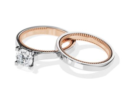 China Dos anillo de oro de Tone Color 9K 7.5M M con el diamante de 1.5ct Moissanite en venta
