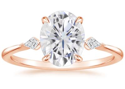 China 10K Rose Gold Oval Moissanite Engagement Rings Dia OV7×9mm 2.1ct for sale