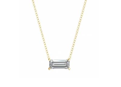China Baguette Cut 14K Gold Necklaces With 0.5ct 5×7mm Solitaire Diamond for sale