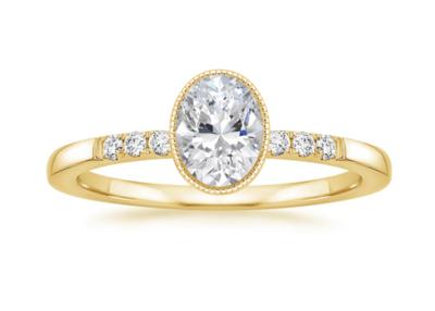China Women 10k Yellow Gold Diamond Ring , Oval Lab Diamond Engagement Ring OEM ODM for sale