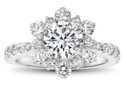 Китай Снежинка воодушевила серебряное кольцо 9K с весом размера 1.0ct диаманта RD6.5MM лаборатории продается