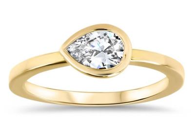 China 0.77ct Yellow Gold Wedding Ring , ODM Bezel Set Engagement Ring for Lady for sale