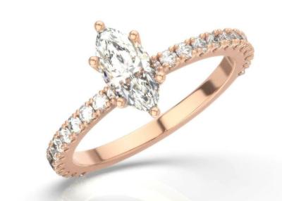 China D VS1 18K Rose Gold Ring 2CT Weight Marquise Cut for Engagement for sale
