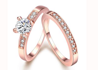 China OEM Rose Gold Engagement And Wedding Ring Set with 0.44CT 5mm Stone for sale
