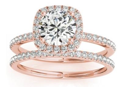 China Prong Square Diamond Rose Gold Ring , 0.35CT Hidden Halo Engagement Ring ODM for sale