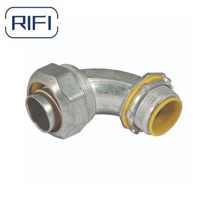 China Zinc Die Cast Liquid Tight Electrical Conduit Waterproof Angle 90 Degree Connector for sale