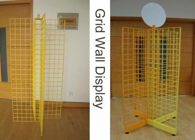 China Four Way Metal Wire Retail Display Racks , X Shape Wire Grid Display Stands for sale