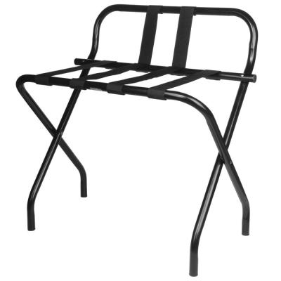 China Back Rest Hotel Style Luggage Rack / Black Hotel Luggage Stand With Feet for sale