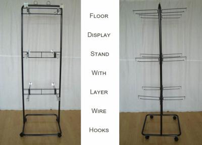 China 2 Ways Wire Metal Floor Display Stands With Casters Knock Down Structure for sale