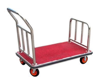 China Stainless Steel Hotel Display Stand Luggage Trolley With Full Wrap Around Bumper for sale