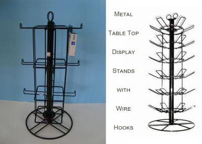 China Rotating Spinner Metal Table Top Display Stands With 12 Hooks 3 Tiers Square Shape for sale