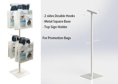 China Grocery Store Two Sides Promotion Bags Metal Floor Stand 2 Layers Wire Hooks Promotion Iron Display Rack for sale