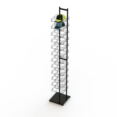 China 12 Tiers Floor Standing Hat Rack Metal Wire Baseball Cap Display Rack for sale