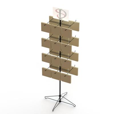 China 24 Pegs Spinner Rotatable Metal Floor Display Stands In Supermarket for sale