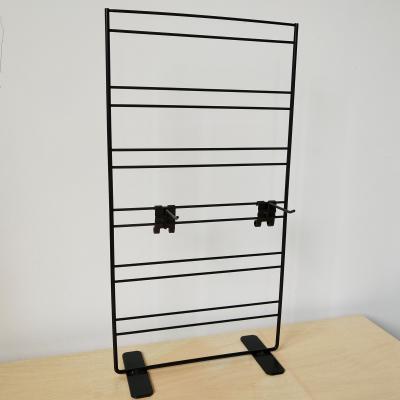 China Wire Grid Wall Metal Table Top Display Stands With Adjustable Hooks 2 Sides for sale
