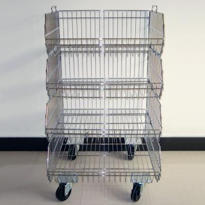 China Stackable Chrome Wire Basket Display Rack With KD Structure for sale
