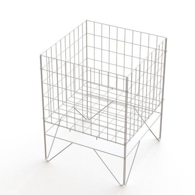 China Knock Down 4 Sides Square Wire Basket Display Stand for sale