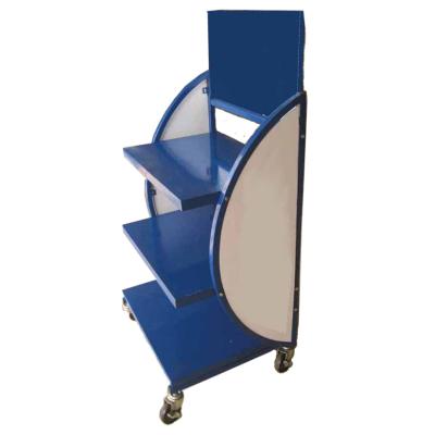 China Floor Stand 3 Layer One Side Metal Lubricant Display Rack for sale