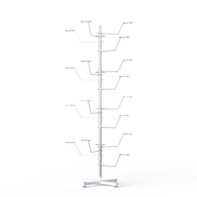 China Chrome Adjustable 20 Hooks Tree Display Stand For Hats Caps Display Rack for sale