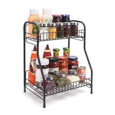 China Kitchen Spice Organizer 2Wire Baskets Home Display Rack For Bottles for sale