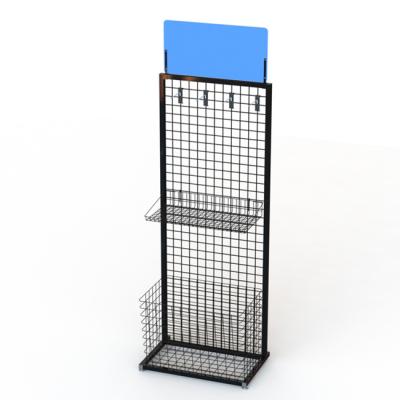 China Double Sides Hooks Metal Wire Display Racks With Shelves KD Construction for sale