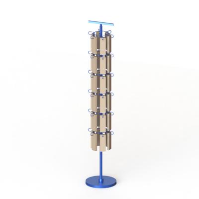 China 6 Sides Metal Floor Display Stands 36 Hooks KD Construction for sale