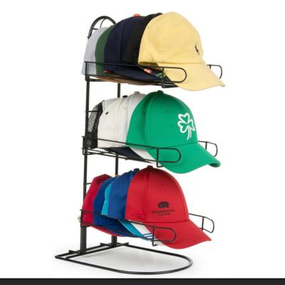 China 3 Tiers Baseball Cap Wire Rack Display Stands Metal Tubular Frame for sale