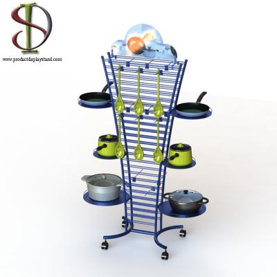 China Custom Pans Metal Floor Display Stands Wire Metal Shelves And Wire Pegs for sale