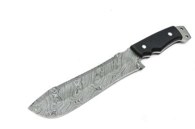 China Damascus Micarta Custom Hunting Knife Handmade Stainless Steel Machete 14in for sale