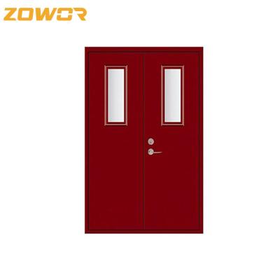 China BS Certified 54 mm FD60 Powder Coated Galvanized Steel rated Fire Door/ Red Painting Finish for sale
