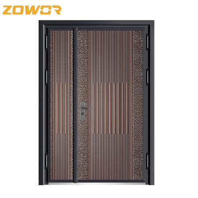 China 90mm Modern Iron Door Gate Design Double Steel Security Doors for sale