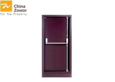 China Single Swing Gal. Steel 1 Hour Rated Steel Insulated Fire Exterior Doors With Panic Bar for sale
