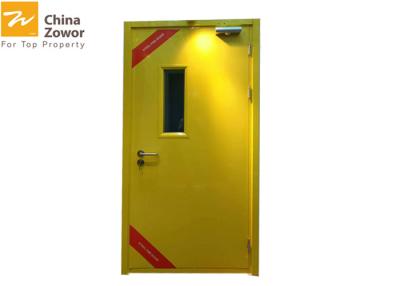 China 45mm Yellow Color Single Leaf FD60 Steel Fire Door With Glass Window Size 48''X84‘’ for sale