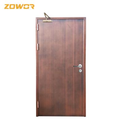 China 2  Latch Fireproof Garage Entry Door / Yellow Fire Rated Entry Door With Glass for sale