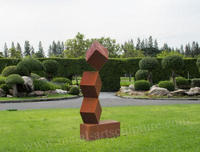 China Square Blended Shape Corten Steel Sculpture For City / Urban Outdoor Decoration for sale