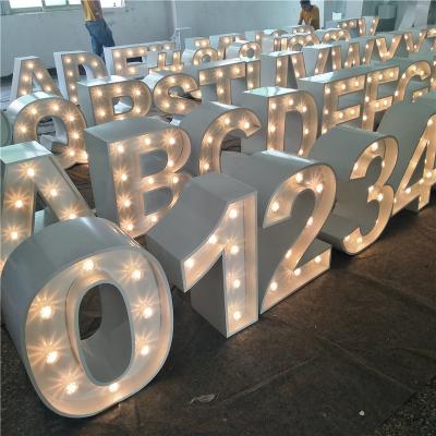 China Acrylic Stainless Steel Light Up Marquee Letter Sign Numbers With Bulbs for sale