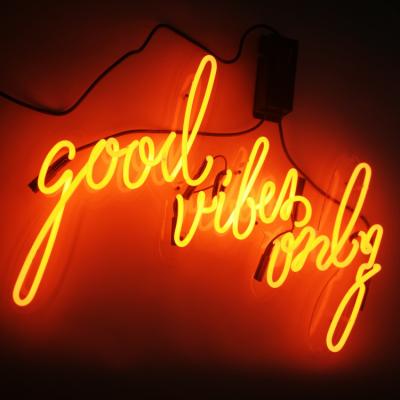 China Bar Decoration 10kv Custom Neon Sign Good Vibes Only With Acrylic Board for sale