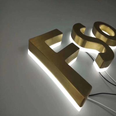 China Gold Brush Stainless Steel Backlit Signs Metal Letters for sale