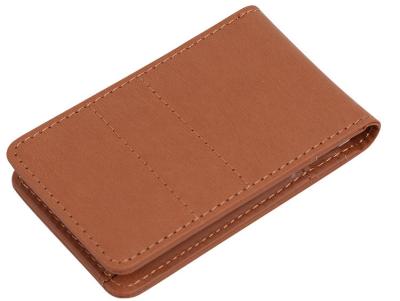 China 11x7cm Polybag Mens Leather Bifold Wallets , AQL Slim Brown Leather Wallet for sale