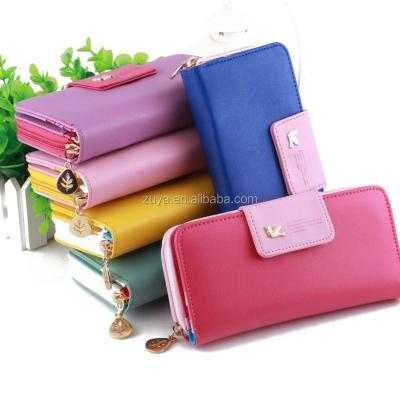 China 19x10cm 30mm Ladies Genuine Leather Wallets Long Travel Style ASMT for sale