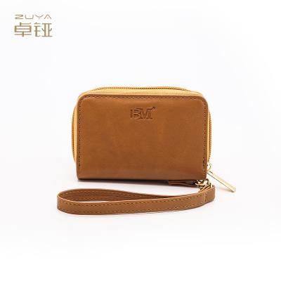 Cina Il portafoglio di cuoio genuino delle donne incise, ROHS 7.5x11cm Zippered il sacchetto di cuoio dei soldi in vendita