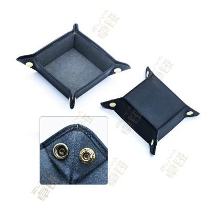 China Collapsible Leather Valet Tray Unfolds Flat Catchall Jewelry Key Coin Phone Storage for sale