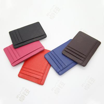 China RFID Blocking Leather Card Holder Flat PU Leather Credit Card Holder for sale