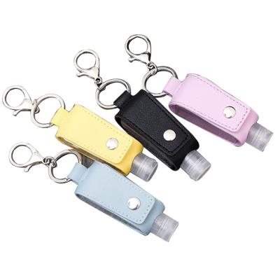 China Portable 30ml PU Leather Hand Sanitizer Holder For Keychain Perfume Travel for sale