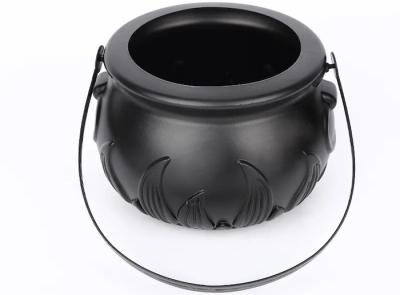 China 1200ML Black PP Bucket Custom Candy Jars Plastic Containers For Holloween for sale